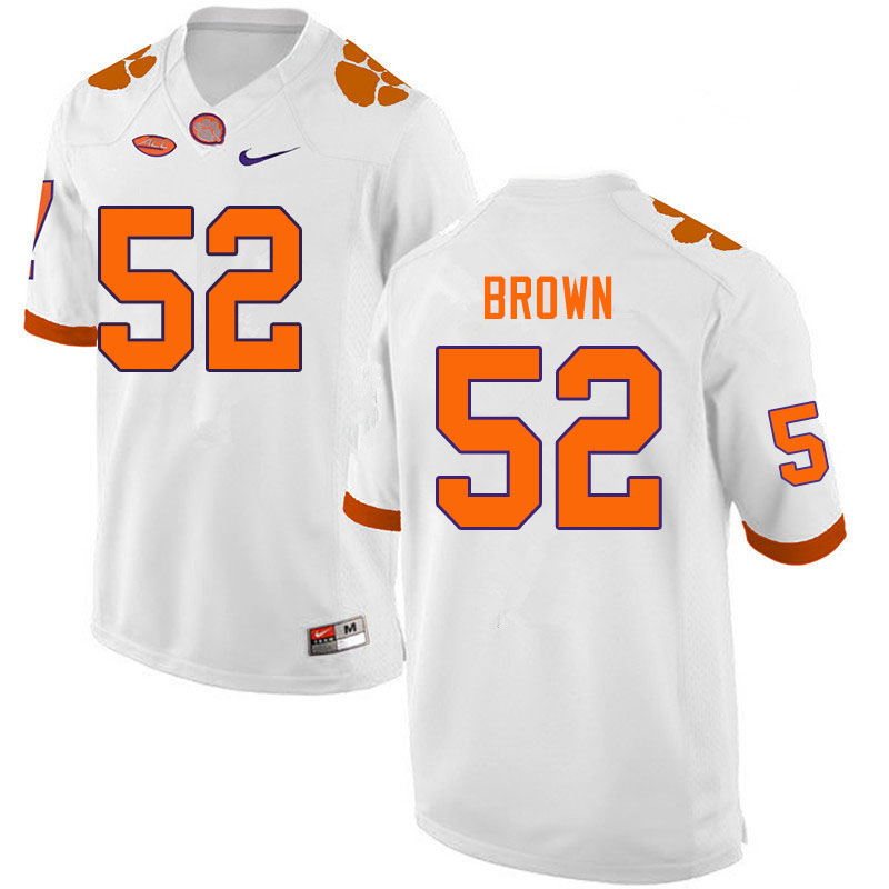 Men #52 Tyler Brown Clemson Tigers College Football Jerseys Sale-White - Click Image to Close